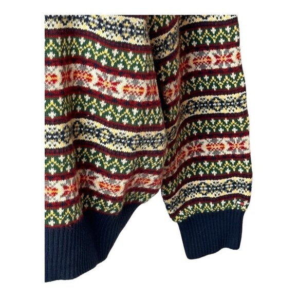 Tommy Hilfiger Navy Blue and Green Nordic Wool Blend Crew Neck Sweater Size XL - Picture 6 of 8